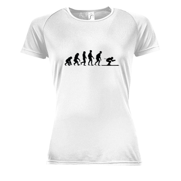 Dámské funkční tričko s potiskem Evoluce lyžař