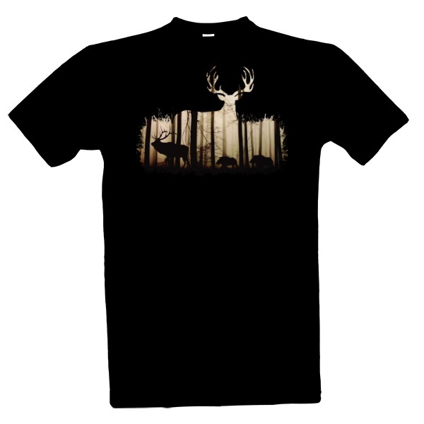Tričko s potiskem jelen a divočáci