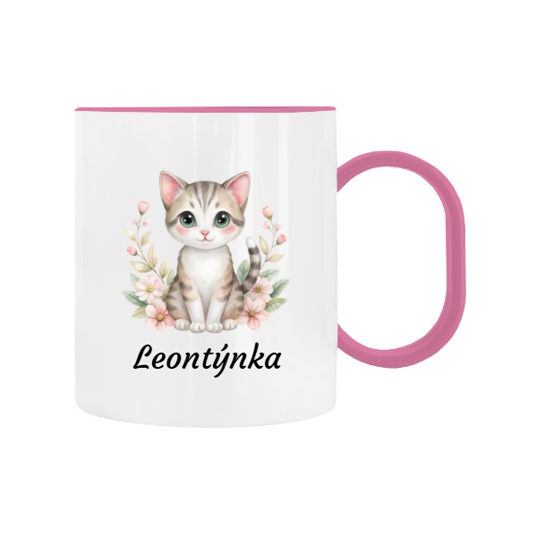 Dětský hrnek plastový  s potiskem Kočička s jménem do školky